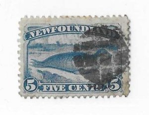 Newfoundland Sc #55 5c seal  used with fancy cork VF