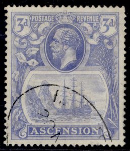 ASCENSION GV SG14b, 3d blue, FINE USED. Cat £300. TORN FLAG