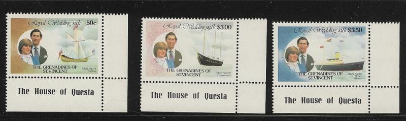 St. Vincent 1981 Royal Wedding Mnh S.C 627-629-631