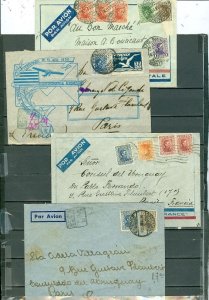 URUGUAY 1930-36 LOT of (4) AIRMAIL COVERS