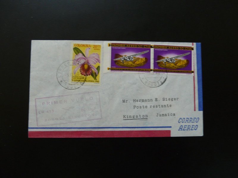 first flight cover Bogota Jamaica Lufthansa 1967