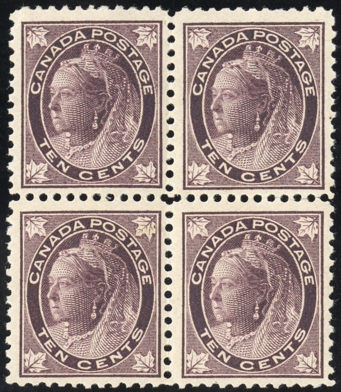 Canada Stamps # 73 MVLH+MNH Superb Perfect Block Of 4 Scott Value $3,300.00