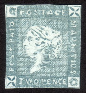 1859, Mauritius, 2p, MNG, Sc 14, REPRINT / FAKE