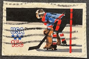 US #1798 Used F/VF 15c USA Olympics Hockey 1980 - On Paper [G16.2.3]