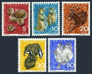 Switzerland B350-B354, MNH. Mi 826-830. Wild Animals 1965:Hedgehogs, Deer, Hare