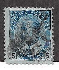 Canada  #91 5c Edward VII blue,blue (U) CV $5.00