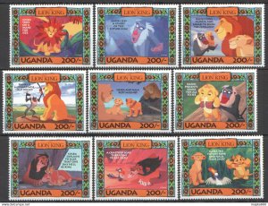 Ss1639 Uganda Walt Disney The Lion King Simba Mufasa Scar Cartoons 1Set Mnh