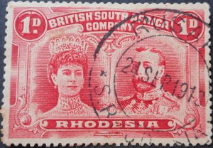 Rhodesia Double Head 1d p15 with R'USAPE top bar missing in SEP (DC) postmark