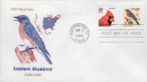 Artmaster Printed Cachet Combo FDC for the 1996 Eastern Bluebird Stamp