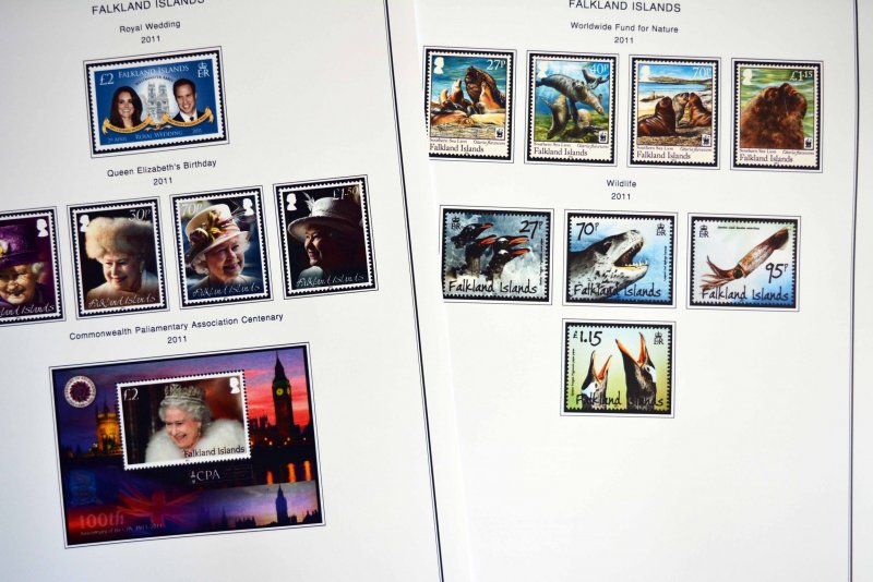 COLOR PRINTED FALKLAND ISLANDS 2011-2020 STAMP ALBUM PAGES (36 illustr. pages)