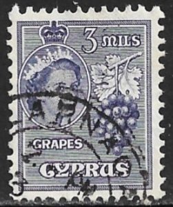 CYPRUS 1955 QE2 3m GRAPES Pictorial Scott No. 169 F-VF Used