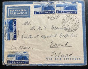 1939 Addis Ababa Ethiopia Airmail Cover To Mental Hospital Ennis Ireland Via Rom