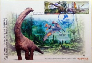 Armenia 2018 FDC Flora fauna Ancient World dinosaur Argentinosaurus Tapejara