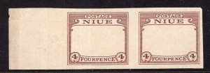 Niue 1927 4p Avarua Harbor Imperf Proof Pair of the Frame Ungummed Paper XF #44