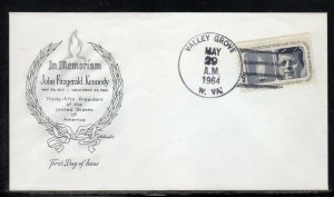 US #1246 Kennedy JFK FDC Valley Grove WV Unaddressed b617