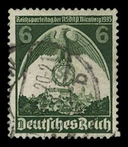 Germany #465 (Mi. 586Y) Cat€220, 1935 6pf gray green, horizontal watermark,...