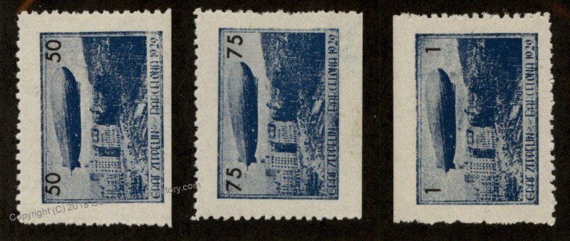 Germany Spain 1929 Barcelona Graf Zeppelin Set MNH Flight Label Vignette C 93702