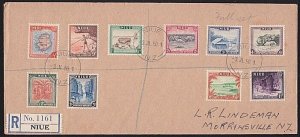 NIUE 1950 definitive set on registered FDC to New Zealand..................A8836