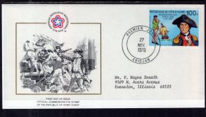 Ivory Coast 421 US Bicentennial Typed FDC