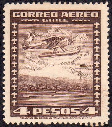 Chile C42 - Mint-H - 4p Seaplane (1935) (cv $0.30)