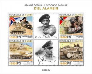 Guinea - 2022 World War II Battle of El Alamein - 4 Stamp Sheet - GU220245a