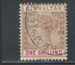 Gibraltar 1898 Queen Victoria 1sh Scott # 21 Used