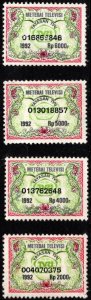 1992 Indonesia Revenue 2,000-6,000 Rupees TVRI Television Tax Lot/4