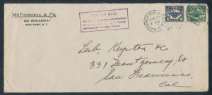 #C4, #C5 ON FIRST TRANSCONTINENTAL AIR  MAIL ROUTE COVER JULY 1,1924 BQ8724
