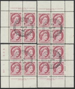 Canada #337p-341p QEII Wilding Tagged Matched Sets Of Used Plate/Corner Blocks
