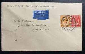 1932 Nairobi Kenya British KUT First Flight  Airmail Cover FFC To Dar Es Salaam