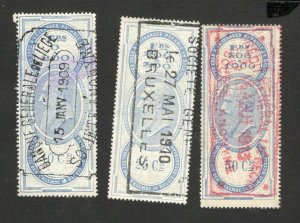 BELGIUM - 3 USED OLD REVENU STAMPS (11)