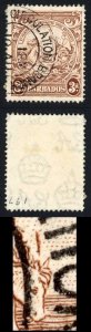 Barbados SG252a 3d Brown Vertical line over horses head Cat 275 pounds