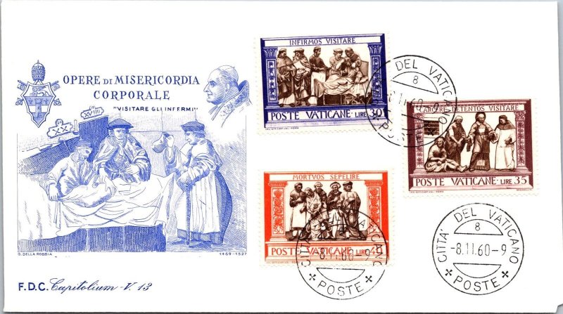 Vatican FDC 1960 - Works of Corporal Mercy - Capitolium Cachet - F30802