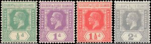 Gilbert & Ellice Islands #27-30, Incomplete Set, 1921-1927, Higned