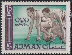 Ajman 1965 MNH Sc #29 15np Runners at start 1964 Tokyo Olympics