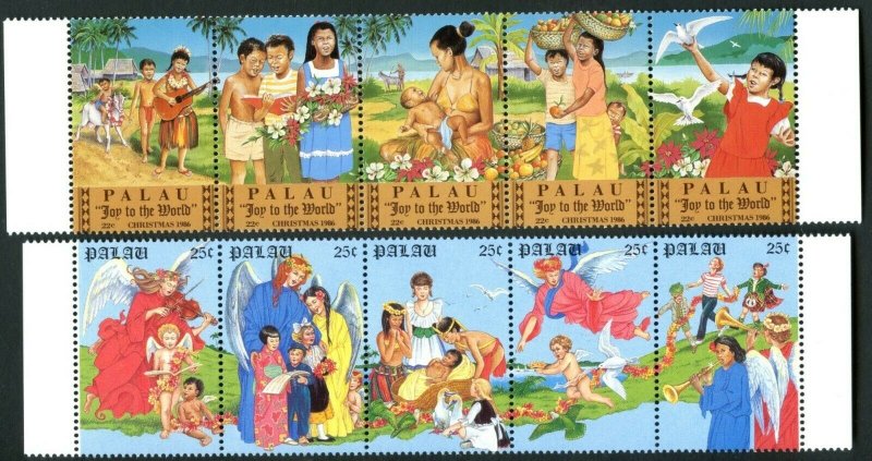 PALAU Sc#117-21 & 198-202 1986 & 1988 Christmas Complete Sets OG Mint NH