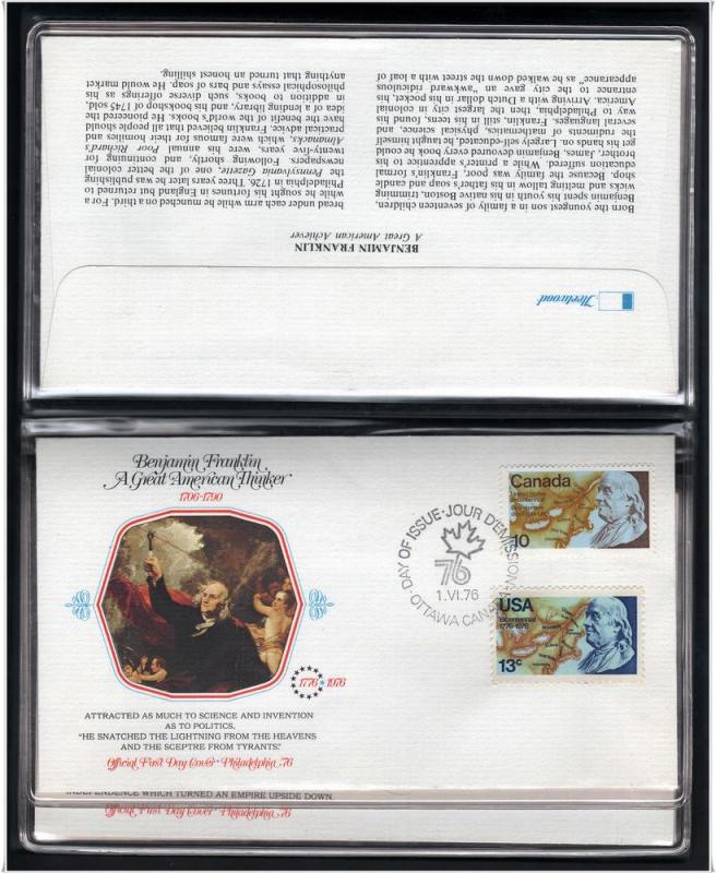 Ben Franklin Bicentennial First Day Covers (1976) Set of Six