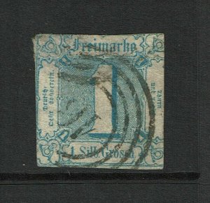 Thurn & Taxis SC# 10, Used, lg ctr/top thin, pg rem - S14507