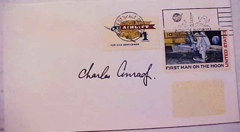 USA AUTOGRAPH ASTRONAUT CHARLES CONRAD 1969 BROOKMAN NET PRICE IS $85.00 