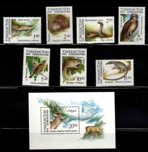Uzbekistan Scott 7-14 MNH**  stamp & mini sheet set