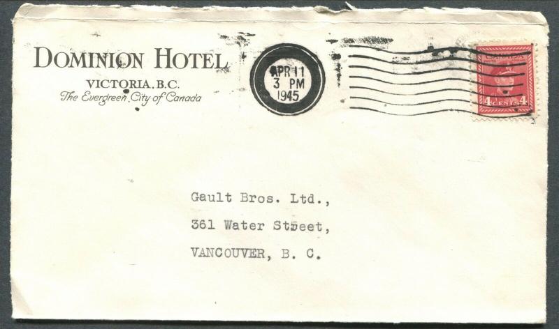 CANADA WWII BLACK OUT CANCEL COVER VICTORIA