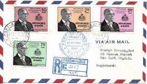 HAITI 1958 PRESIDENT F. DUVALIER  FIRST ANNIV FDC COVER POSTED TO NEW YORK