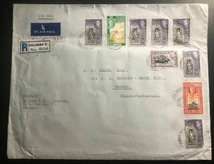 1947 Colombo Ceylon Oversized Commercial Cover To Samaden Switzerland