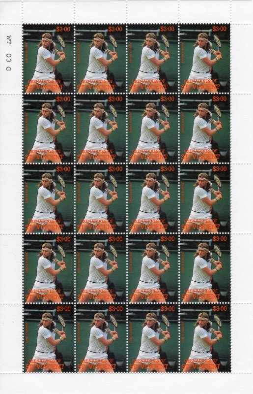St.Vincent Grenadines 1988 Sc#614/621 TENNIS PLAYERS 8 MINI-SHEETLETS UNFOLDED
