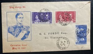 1937 Sion Hill St Vincent First Day Cover FDC Coronation King George VI KGVI