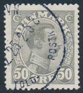 Denmark Scott 122 (AFA 129a), 50ø pale gray Chr. X, FVF Used