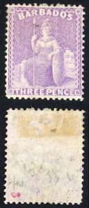 Barbados SG75 3d Mauve-lilac M/M Cat 170 pounds