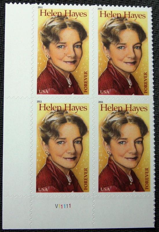 US #4525 MNH Plate Block of 4, Helen Hayes, SCV $3.60