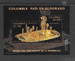 COLOMBIA - CLEARANCE #1221 GOLD ARTIFACTS S/S MNH