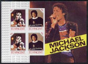 St Vincent 1985 Michael Jackson m/sheet containg 4 x 90c ...